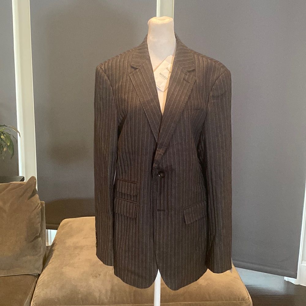 Men’s Pinstripe Suit Jacket Blazer 2 Button Notched Lapel Size 38 NWT